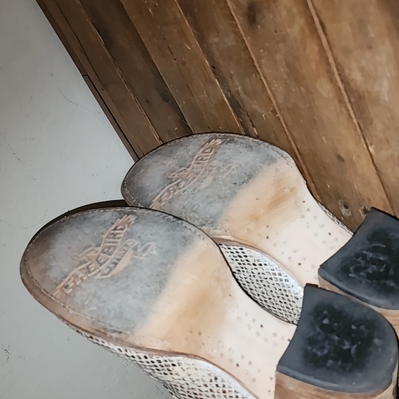 Freebird by Steven Cream Snakeskin Heels with Brown Accents - Picture 6 of 7